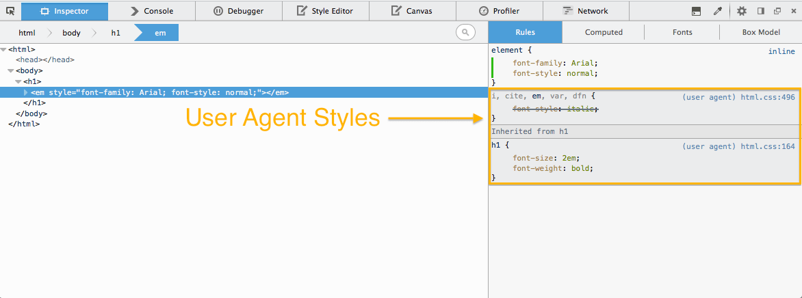 Inspect User Agent Styles in Firefox DevTools - Brian Grinstead
