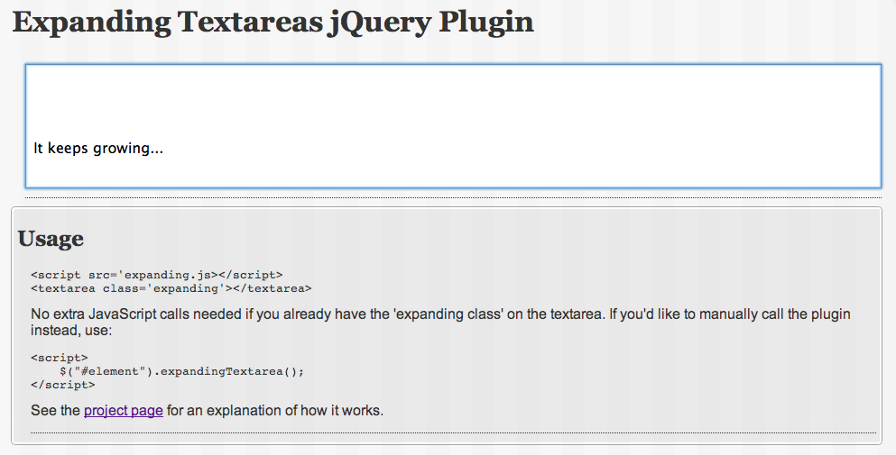 Expanding Textareas jQuery plugin